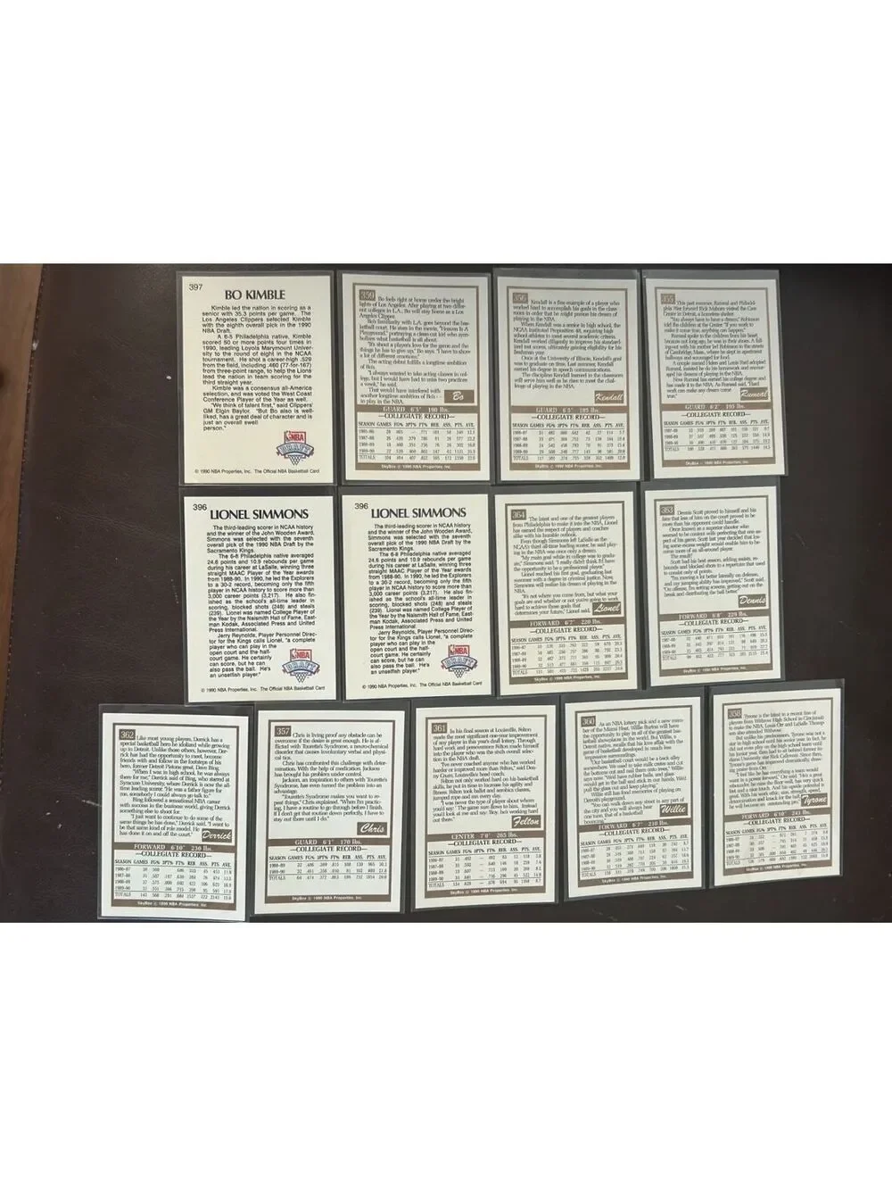 1990 NBA HOOPS LOTTERY PICK & SKYBOX DRAFT BO KIMBLE/LIONEL SIMMONS NM13 ROOKIES